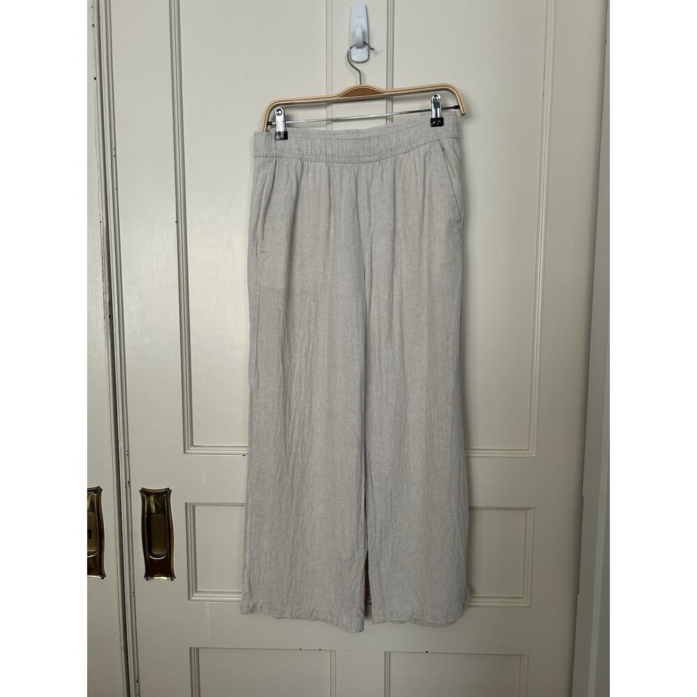 Old Navy Linen Blend Pull On Wide Leg Pants Womens Size SP Tan Beach Coastal